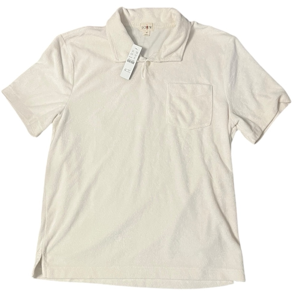 J. Crew Factory Men's Light Cream Short-Sleeve Polo with Chest Pocket